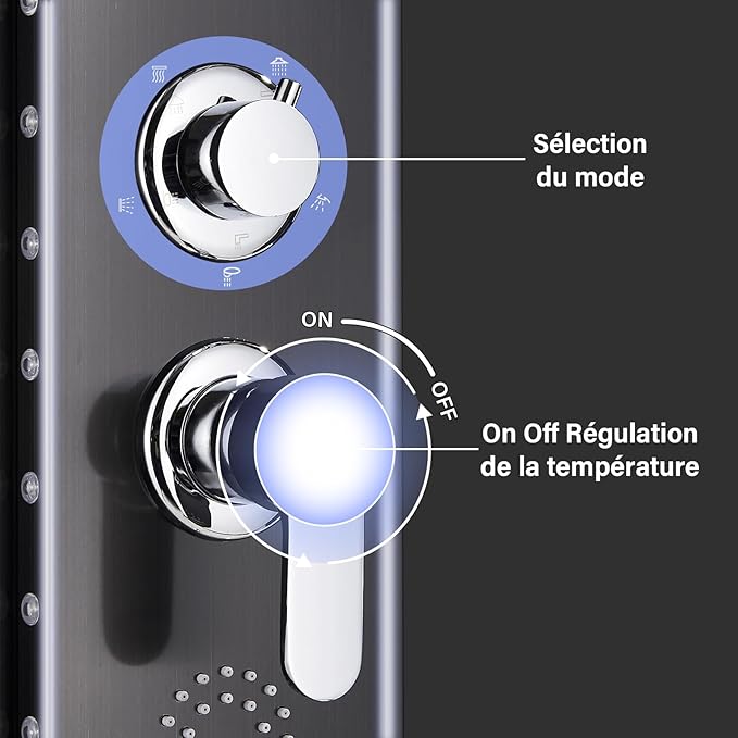 colonne de douche hydromassante noir - AquaZenith