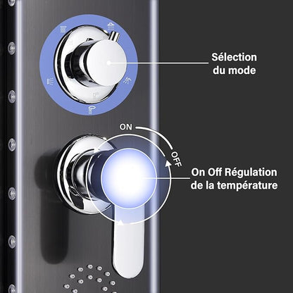 colonne de douche hydromassante noir - AquaZenith