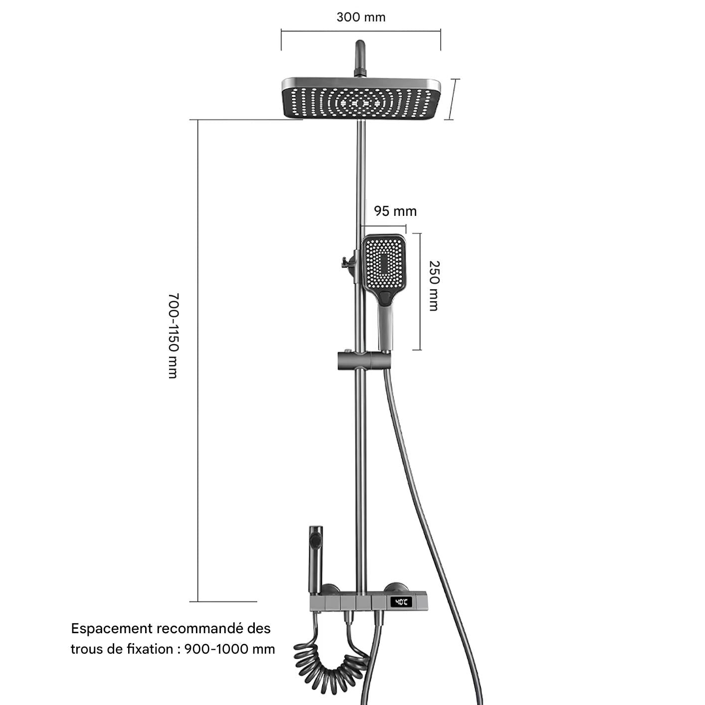 colonne de douche avec mitigeur thermostatique - AquaZenith