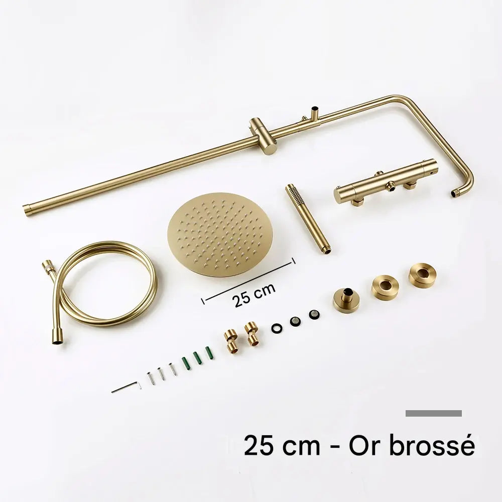 Colonne de douche thermostatique or brossé - AquaZenith