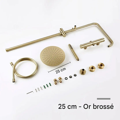 Colonne de douche thermostatique or brossé - AquaZenith