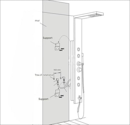 colonne de douche thermostatique hydromassante - AquaZenith