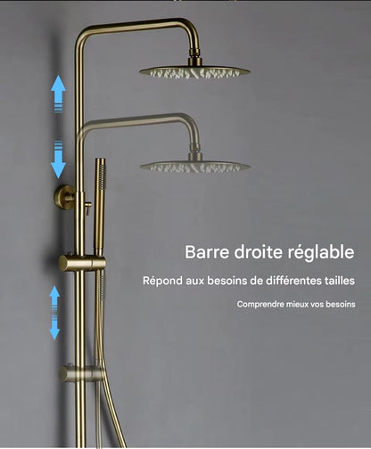 Colonne de douche thermostatique or brossé - AquaZenith