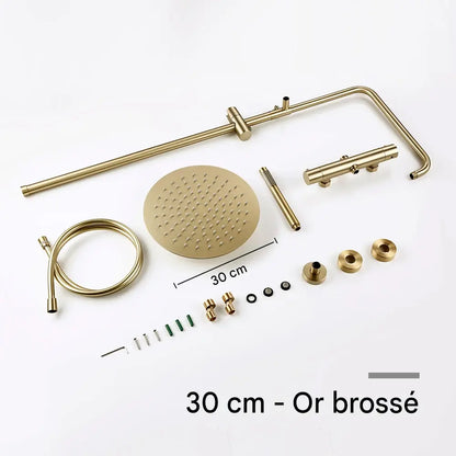 Colonne de douche thermostatique or brossé - AquaZenith