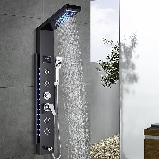 colonne de douche hydromassante noir - AquaZenith