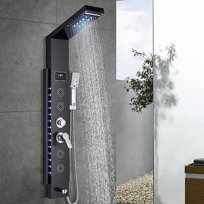 colonne de douche hydromassante noir - AquaZenith