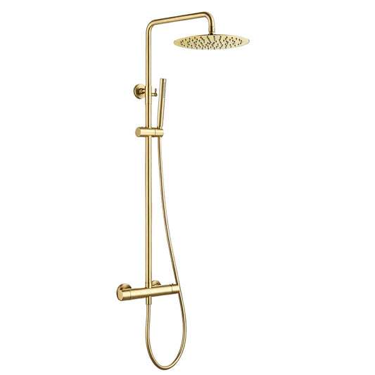 Colonne de douche thermostatique or brossé - AquaZenith