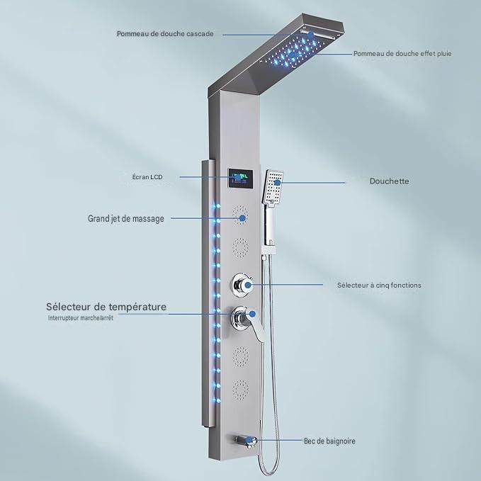 colonne de douche hydromassante noir - AquaZenith