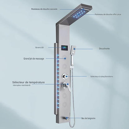 colonne de douche hydromassante noir - AquaZenith